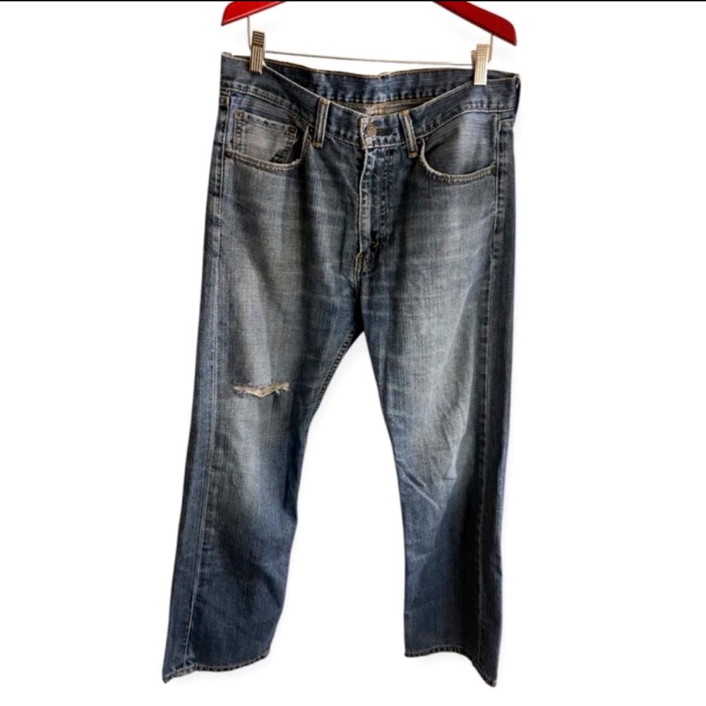 Levi’s 505 Jeans Mens Tag 33x30 Fits 32-33x28 Distressed Vintage Wash Denim